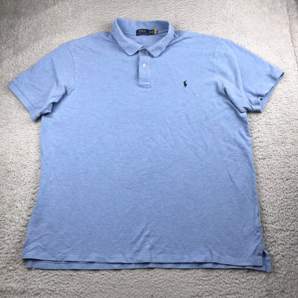 Polo Ralph Lauren Shirt Mens 3XLT Tall Light Blue Cotton Navy Pony Logo
